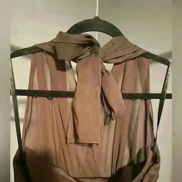 Connected Apparel Women’s Brown MIDI Halter Dress Size 10 - Picture 7 of 13